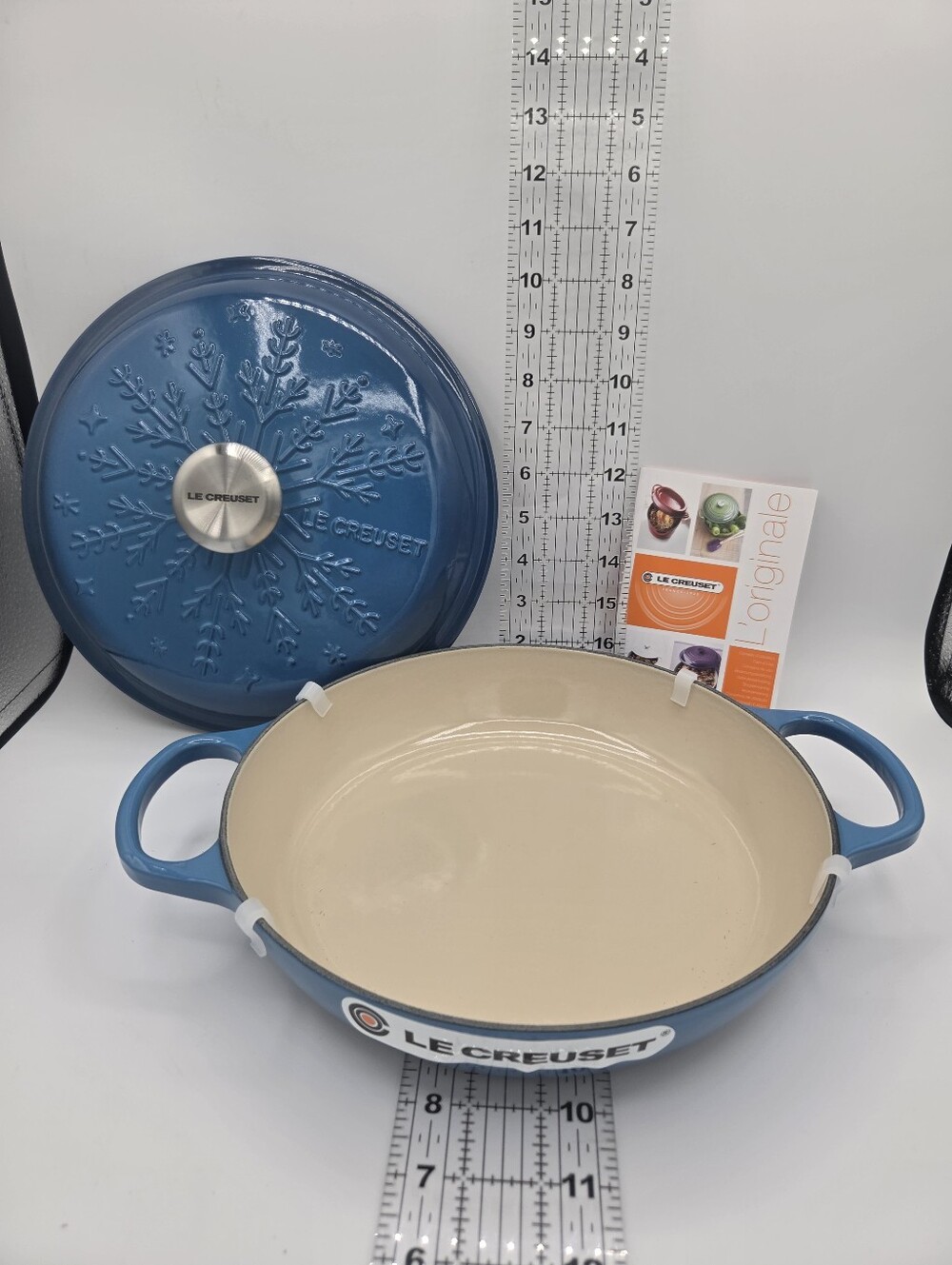 Le Creuset Noël Collection Signature Snowflake Braiser in Marseille Blue 2.25 qt